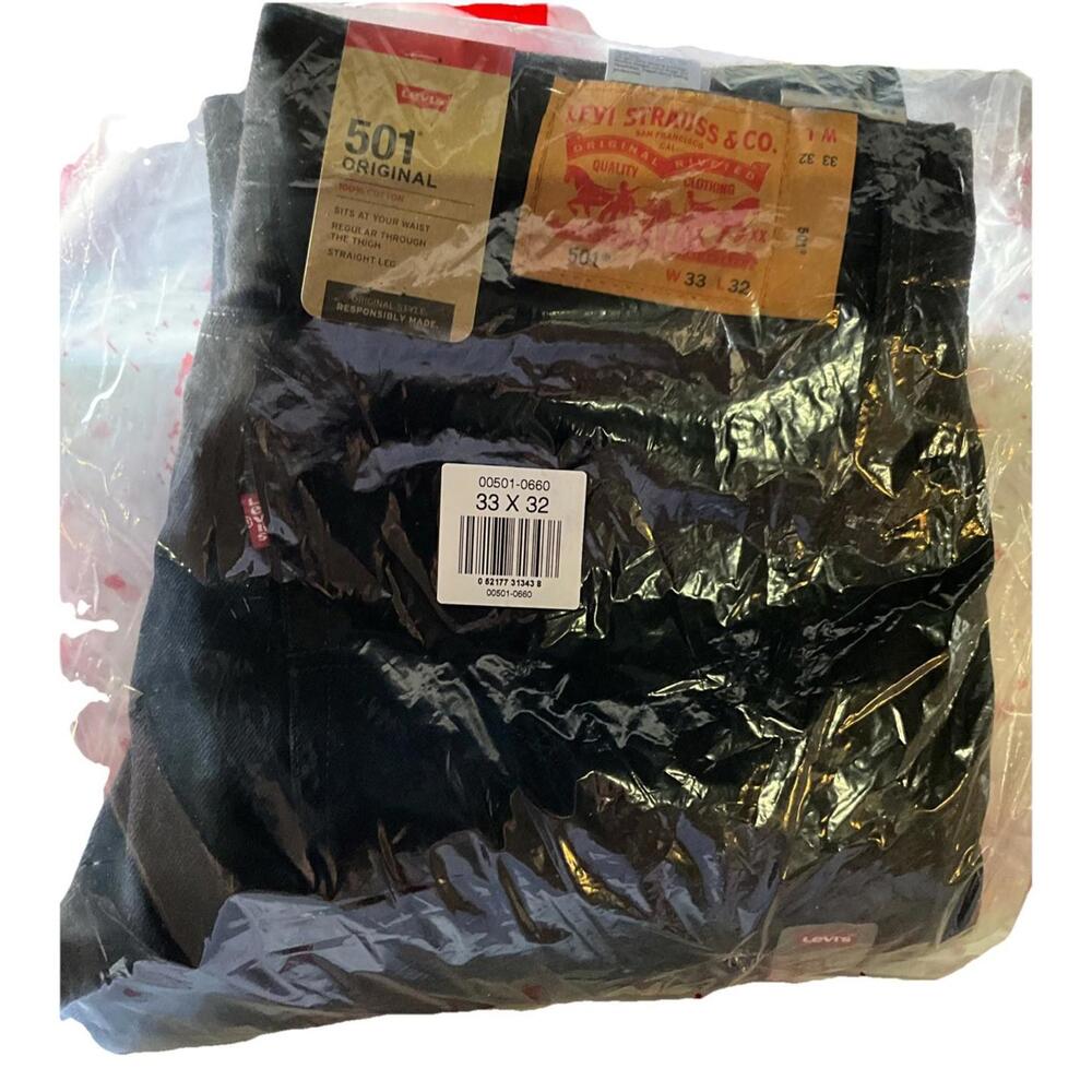 Levi's Men's 501 Original Fit  Black Jeans 33W x 32L 00501-0660 NEW
